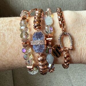 BP Elegant Rose Gold and Crystal Bracelet Set